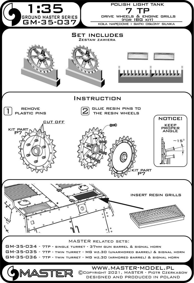 Maquette Master GM-35-037 Char léger polonais 7TP - Grilles de roues motrices et de capot moteur (pour kit IBG) 1/35 – image 10