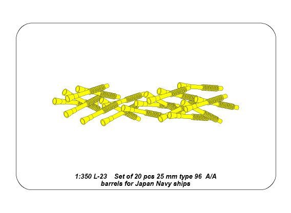 Aber 350L-23 Set of 20 pcs 25 mm type 96 A/A barrels for Japan ships 1/350 – immagine 8