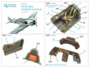 Quinta Studio QD72041 Fw 190A-8 3D-Printed &amp;amp; coloured Interior on decal paper (Eduard) 1/72 – immagine 2