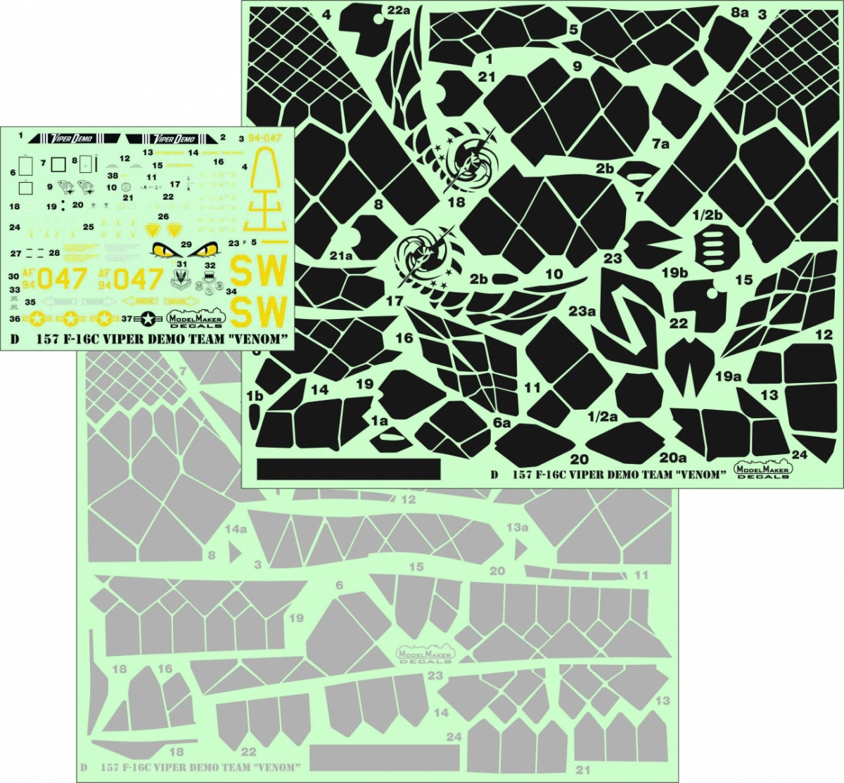ModelMaker Decals D48157 F-16C Viper Demo Team &amp;quot;Venom&amp;quot; 1/48 – image 2