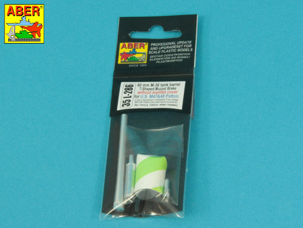 Aber 35 L-286 90 mm M-36 Tank Barrel with T-Shaped Muzzle Brake for  M47 / M48A3 Patton Tanks without Mantlet Cover 1/35 – imagen 2