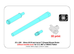 Aber 35 L-286 90 mm M-36 Tank Barrel with T-Shaped Muzzle Brake for  M47 / M48A3 Patton Tanks without Mantlet Cover 1/35 – imagen 5