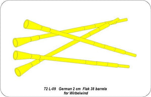 Aber 72L-09 Lufa Flak 38 x 4 do Wirbelwind / German 2cm Flak 38 barrels for Wirbelwind 1/72 – immagine 3
