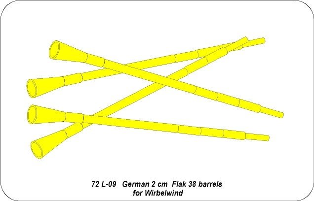 Aber 72L-09 Lufa Flak 38 x 4 do Wirbelwind / German 2cm Flak 38 barrels for Wirbelwind 1/72 – immagine 3