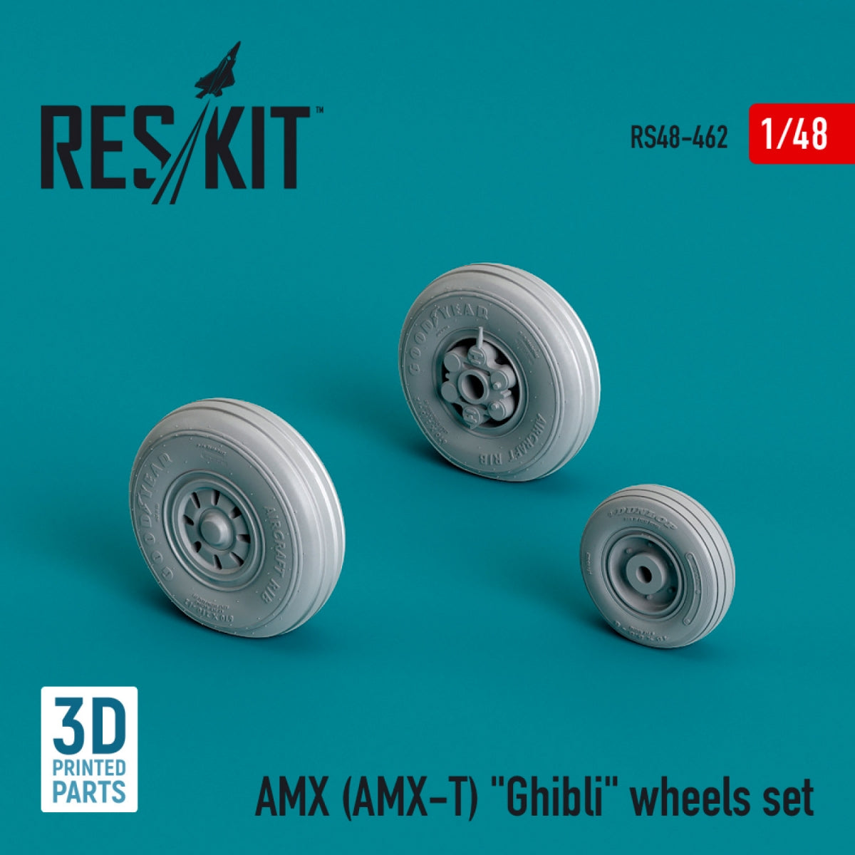 RESKIT RS48-0462 AMX (AMX-T) "Ghibli" wheels set (3D Printed) 1/48