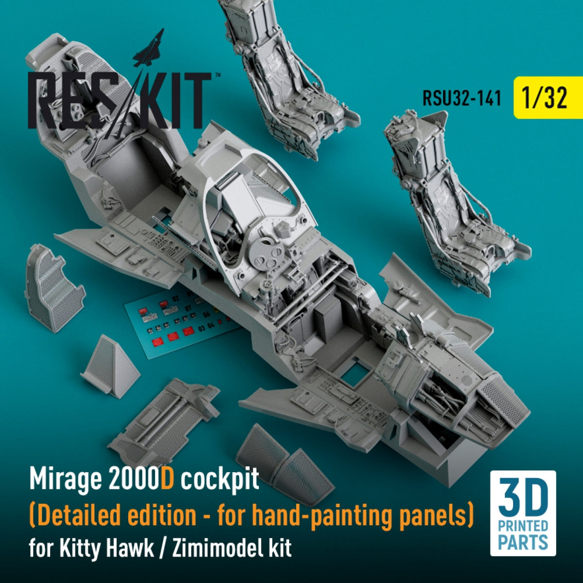 RESKIT RSU32-0141 Mirage 2000D cockpit (Detailed edition) for Kitty Hawk / Zimimodel kit (3D Printed) 1/32 – Bild 2