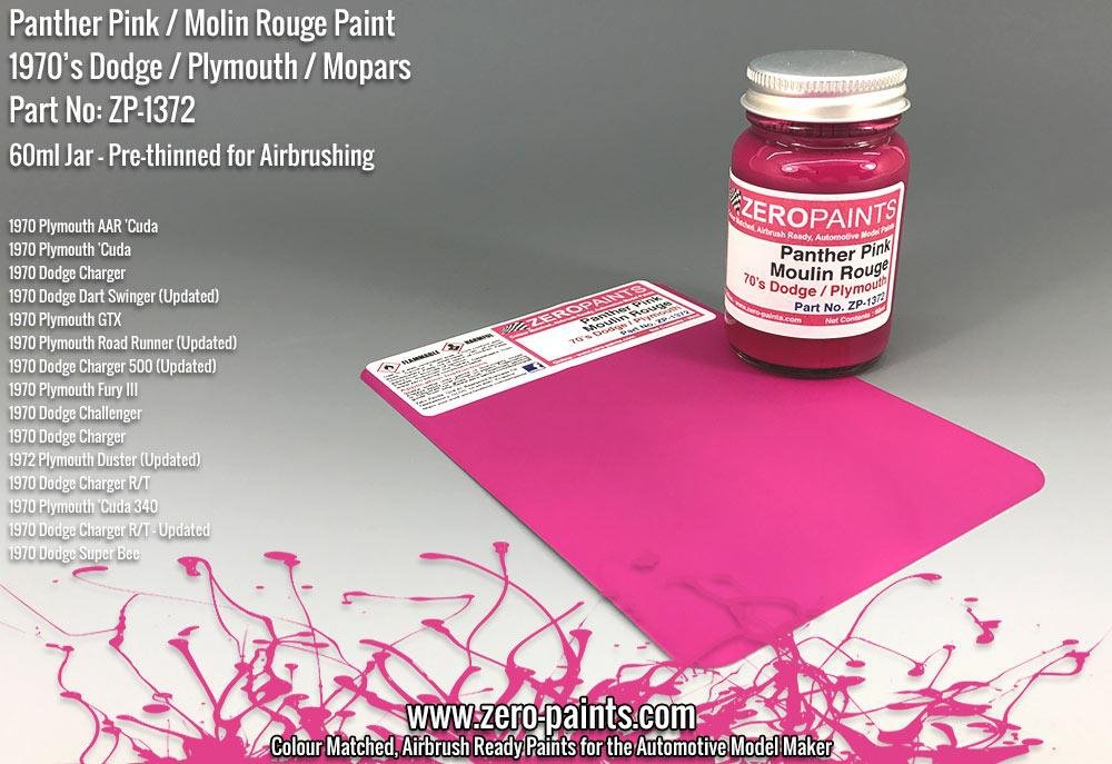 Zero Paints ZP-1372 Panther Pink /Moulin Rouge Paint - 70&amp;#39;s Dodge, Plymouth, Mopar 60ml – immagine 2