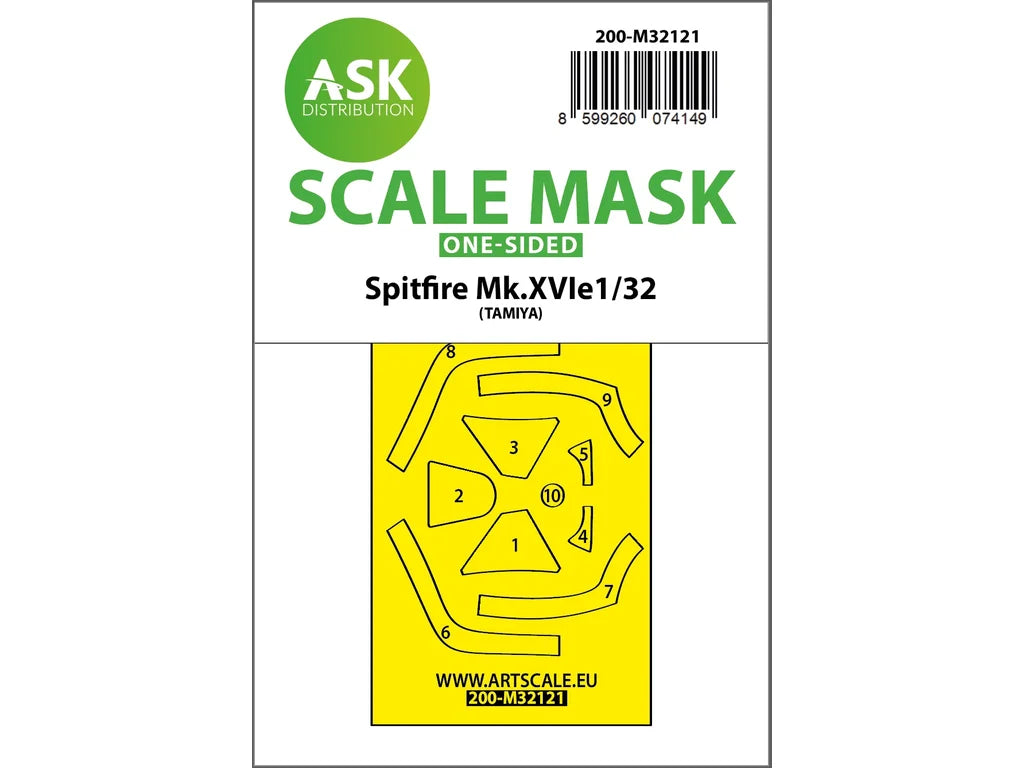 Art Scale Kit M32121 Spitfire Mk.XVIe One-Sided Express Fit Mask for Tamiya 1/32