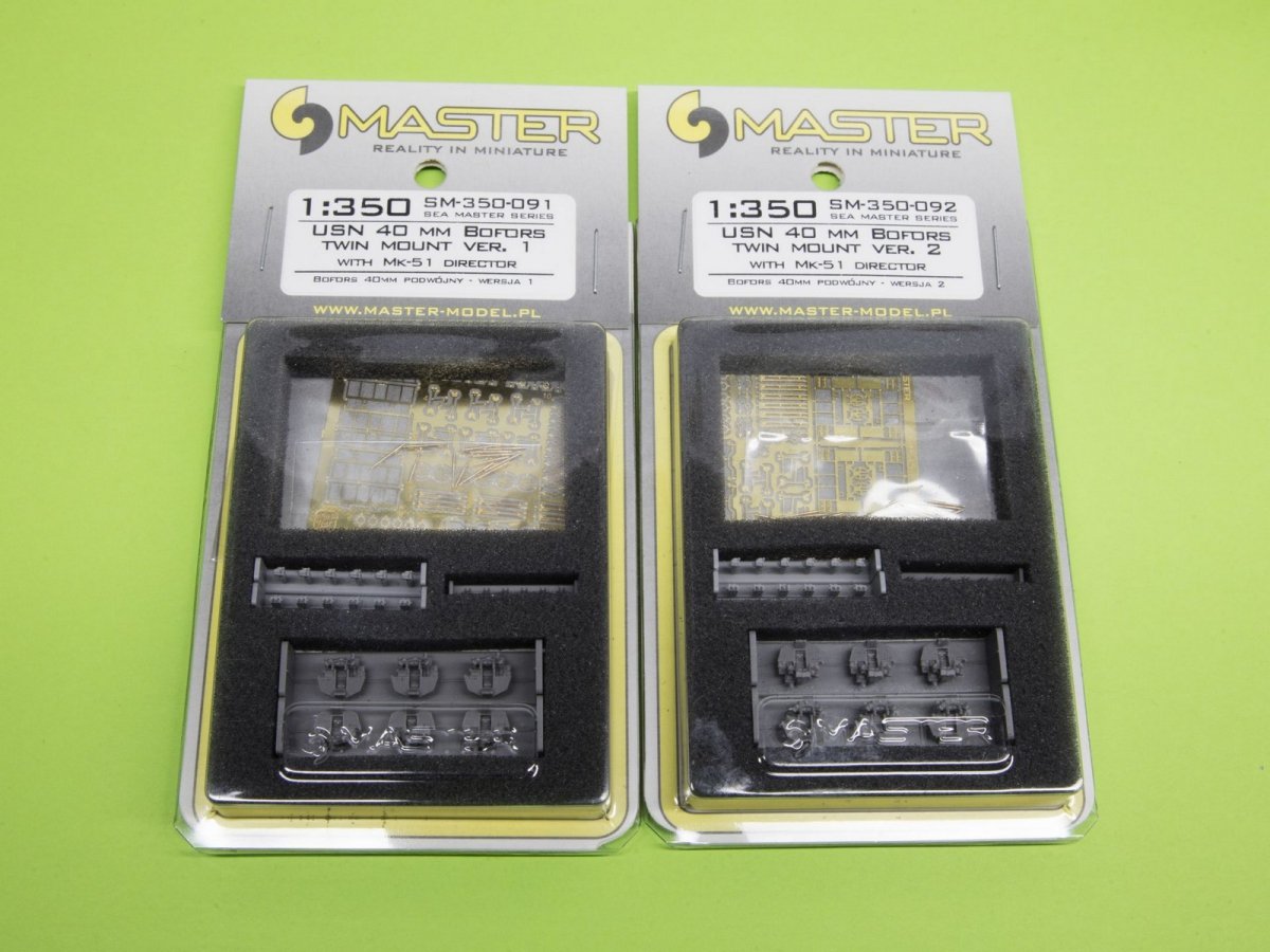 Master SM-350-091 USN 40 mm/56 Bofors twin mount ver.1 / with Mk-51 director - (resin, PE and turned parts) - (6pcs) 1/350 – zdjęcie 6