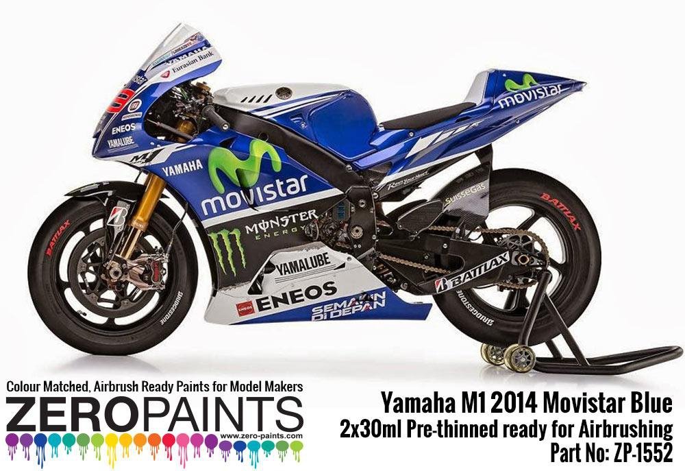 Zero Paints ZP-1552 Yamaha M1 2014 Movistar Blue Paint Set 2x30ml – immagine 3