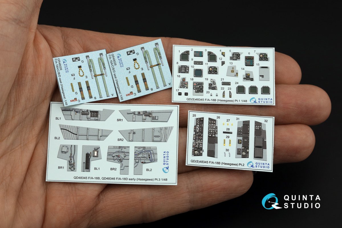 Quinta Studio QD48345 F/A-18B 3D-Printed &amp;amp; coloured Interior on decal paper (Hasegawa) 1/48 – imagen 2