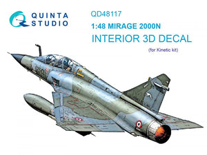 Intérieur imprimé en 3D et coloré sur papier décalcomanie Quinta Studio QD48117 Mirage 2000N (Kinetic) 1/48