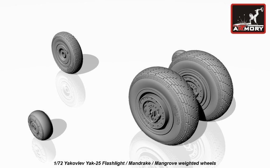 Armory Models AW72046 Yakovlev Yak-25 Flashlight / Mandrake / Mangrove wheels w/ weighted tires 1/72 – Bild 2