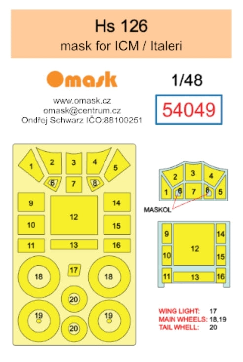 Omask 54049 Hs 126 mask (for ICM / Italeri) 1/48 – immagine 2