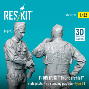 RESKIT RSF32-0070 F-105 (F, G) &amp;quot;Thunderchief&amp;quot; male pilots (in a standing position - type 2) (2 pcs) (3D Printed) 1/32 – immagine 3