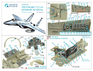 Quinta Studio QD32157 F-15C Late/F-15J late 3D-Printed &amp;amp; coloured Interior on decal paper (Tamiya) 1/32 – imagen 7