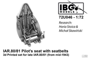 IBG 72U046 Pilot&amp;#39;s Seat with Seatbelts for I.A.R. 80/81 (Late, armored, used from mid 1943) 1/72