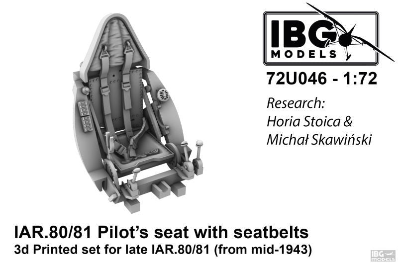 IBG 72U046 Pilot&amp;#39;s Seat with Seatbelts for I.A.R. 80/81 (Late, armored, used from mid 1943) 1/72