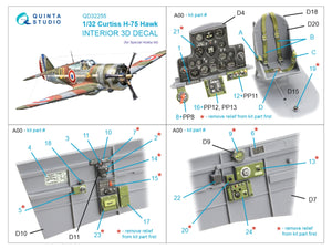 Quinta Studio QD32255 Curtiss H-75 Hawk 3D-Printed &amp;amp; colored Interior on decal paper (Special Hobby) 1/32 – image 2