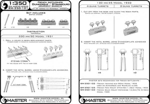 Master SM-350-101 Uzbrojenie pancernika Dunkerque/Strasbourg – lufy 330mm (8 szt.), 130 mm (16 szt.) wraz z żywicznymi elementami do osadzenia luf 1/350 – zdjęcie 6