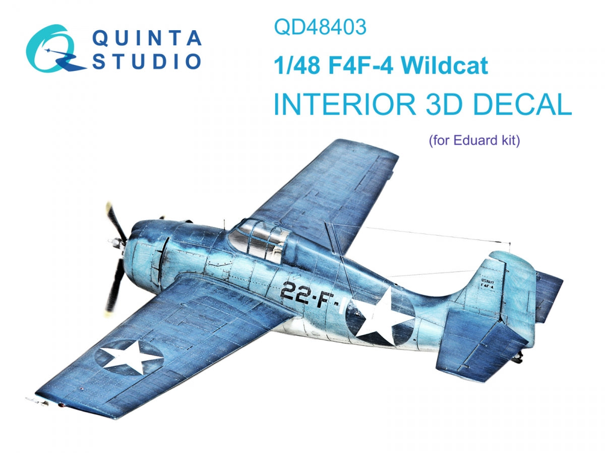 Quinta Studio QD48403 F4F-4 Wildcat 3D-Printed &amp;amp; coloured Interior on decal paper (Eduard) 1/48