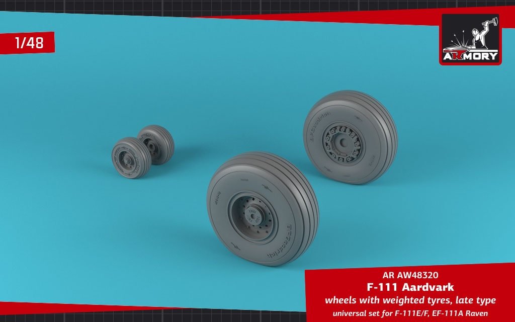 Armory Models AW48320 F-111E/F Aardvark / EF-111A Raven wheels w/ weighted tyres 1/48 – Bild 4