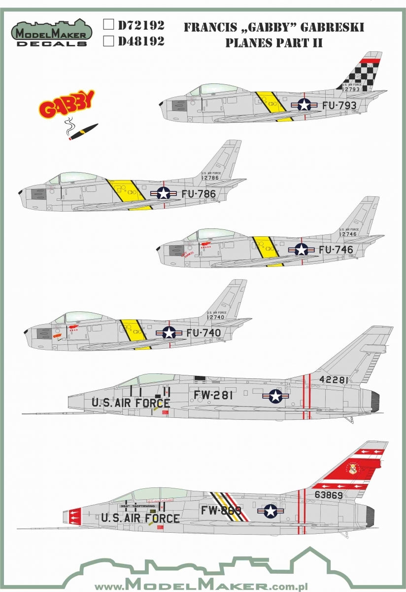 ModelMaker Decals D48192 Francis "GABBY" Gabreski planes part II 1/48