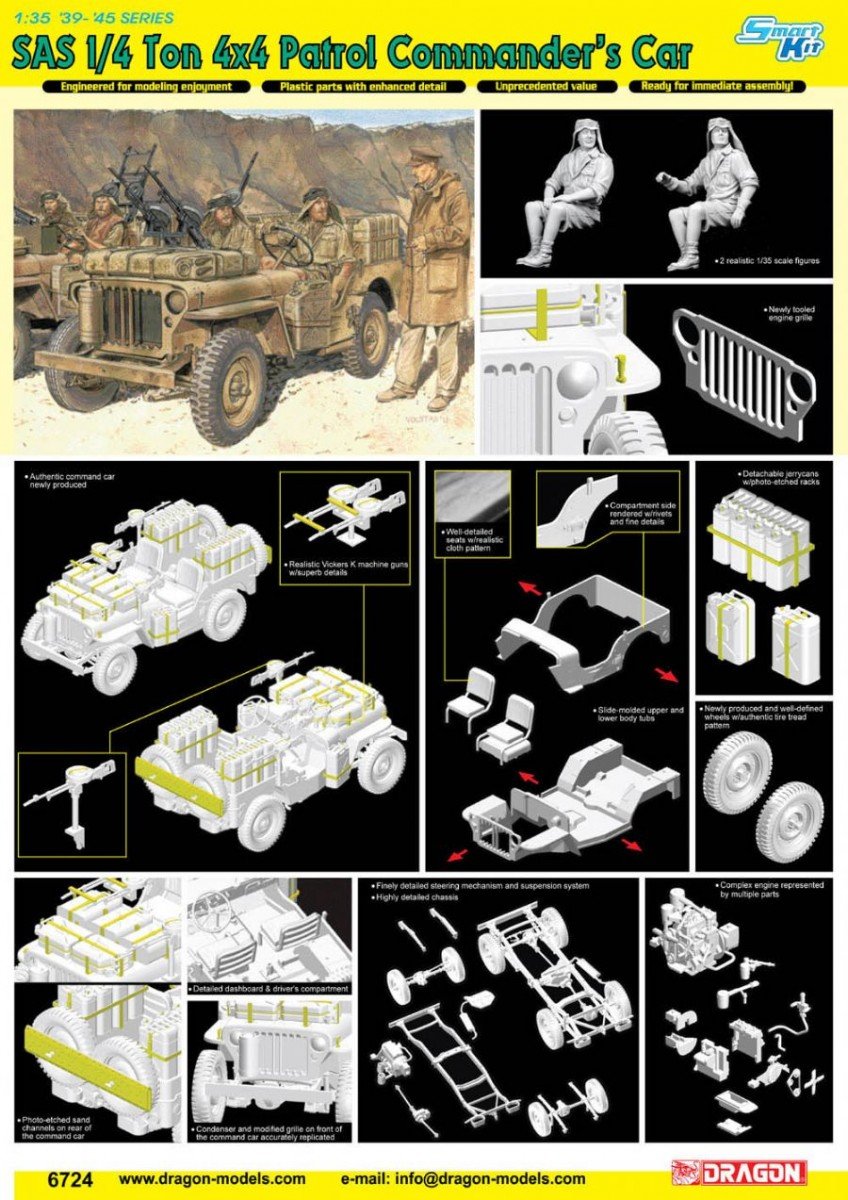 Dragon 6724 SAS 1/4 Ton 4x4 Voiture de commandant de patrouille (1/35) – image 2