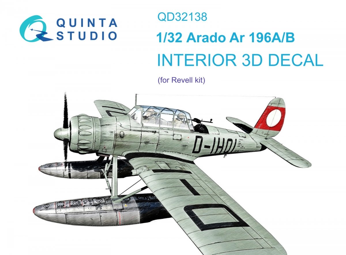 Quinta Studio QD32138 Ar 196A/B 3D-Printed &amp; colored Interior on decal paper (Revell) 1/32