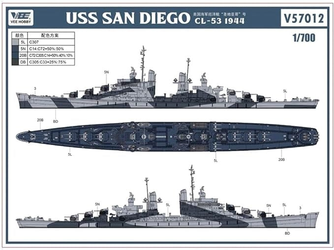 Vee Hobby V57012 USS San Diego CL-53 1944 1/700 – image 3