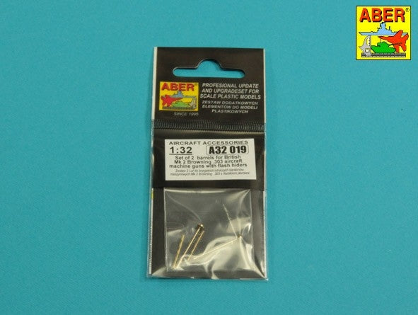 Aber A32019 Set of 2 barrels for British Browning .303 aircraft machine guns with flash hiders 1/32 – imagen 2