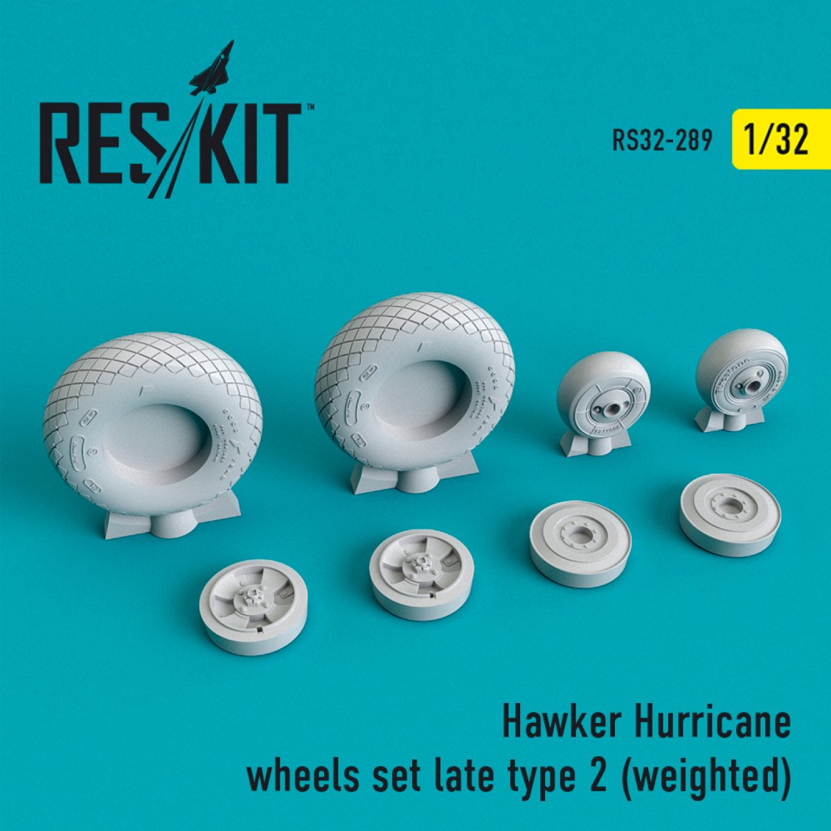 RESKIT RS32-0289 JEU DE ROUES HAWKER HURRICANE (TYPE 2 RÉCENT) (LESTÉ) 1/32