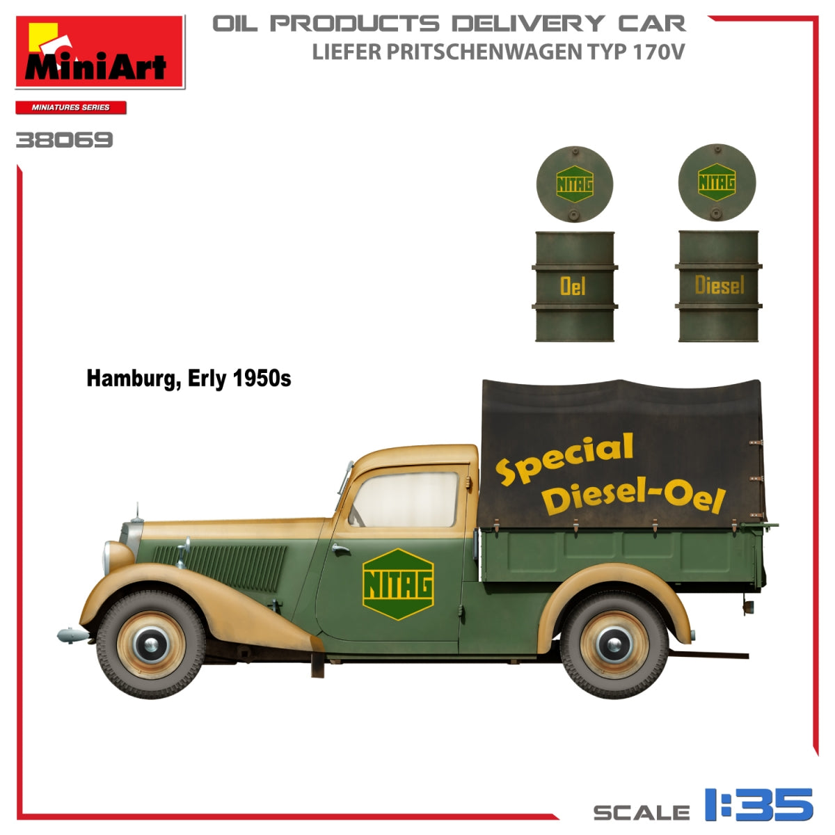 MiniArt 38069 OIL PRODUCTS DELIVERY CAR, LIEFER PRITSCHENWAGEN TYP 170V 1/35 – immagine 3