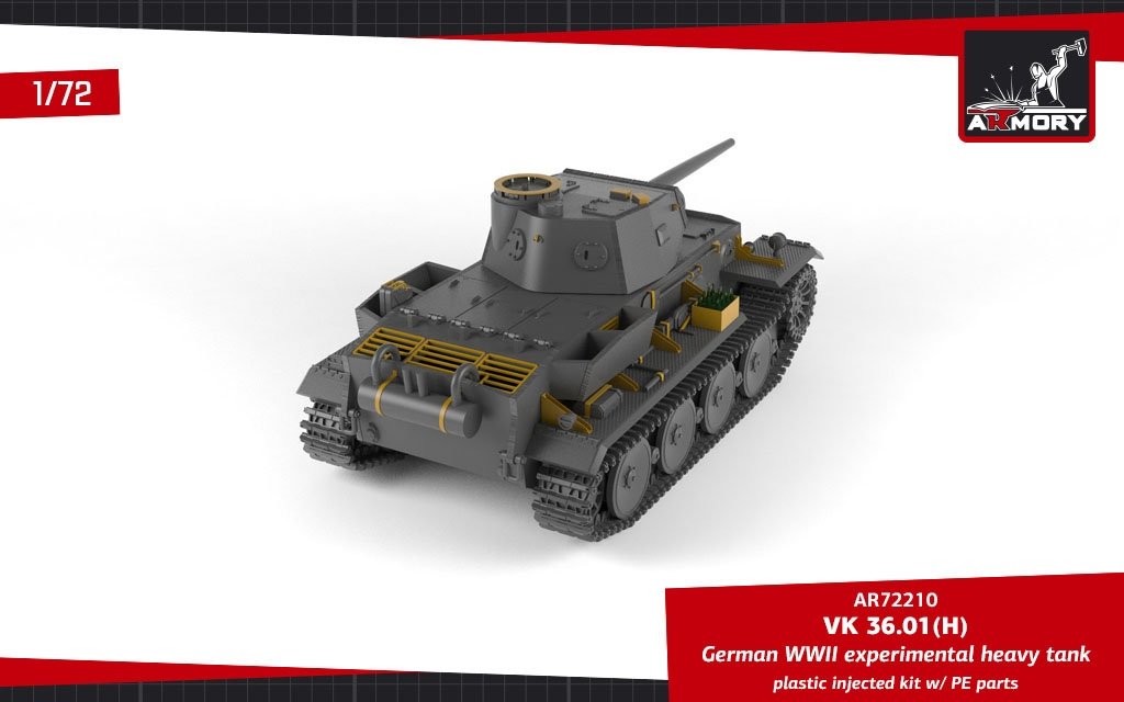Armory Models 72210 VK 36.01(H) Char lourd expérimental allemand de la Seconde Guerre mondiale, échelle 1/72 – image 10