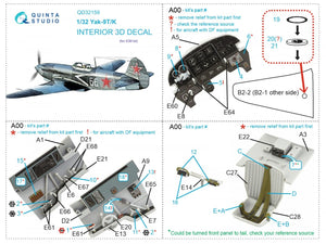 Quinta Studio QD32159 Yak-9 T/K 3D-Printed &amp;amp; coloured Interior on decal paper (ICM) 1/32 – immagine 11