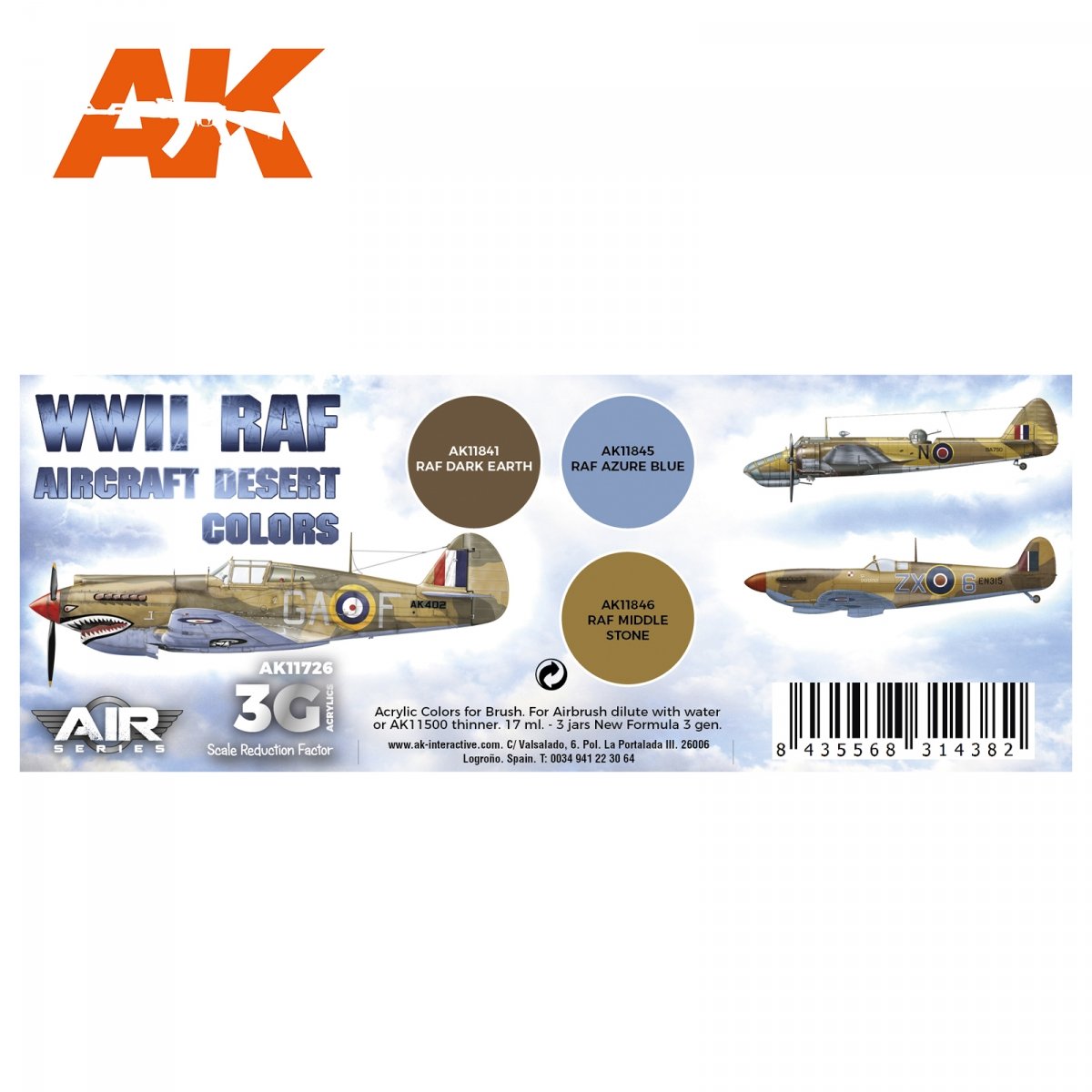 AK Interactive AK11726 WWII RAF AIRCRAFT DESERT COLORS 3x17 ml – immagine 2