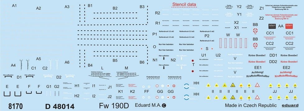 Eduard D48014 Fw 190D stencils 1/48