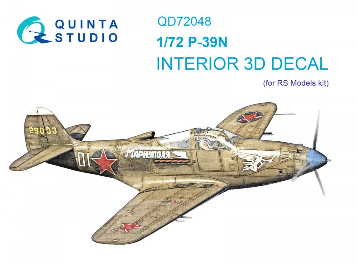 Quinta Studio QD72048 P-39N 3D-Printed &amp;amp; coloured Interior on decal paper (RS Models) 1/72