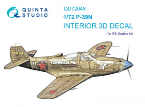 Quinta Studio QD72048 P-39N 3D-Printed &amp;amp; coloured Interior on decal paper (RS Models) 1/72