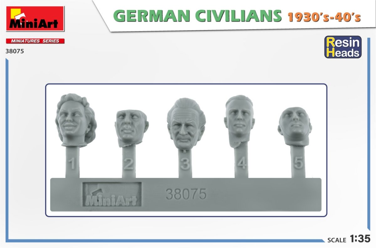 MiniArt 38075 GERMAN CIVILIANS 1930-40S. RESIN HEADS 1/35 – Bild 2