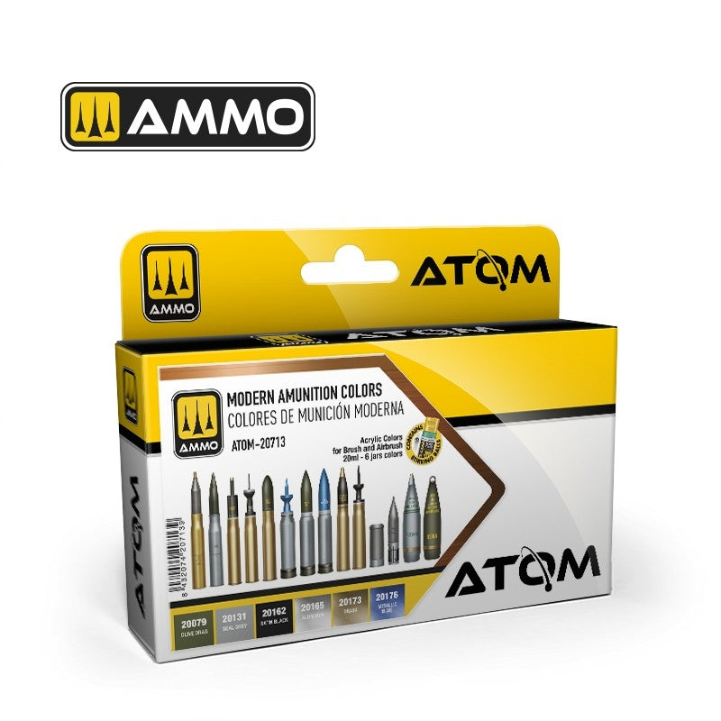 AMMO by Mig Jimenez 20713 ATOM Coffret de couleurs de munitions modernes 6x20ml