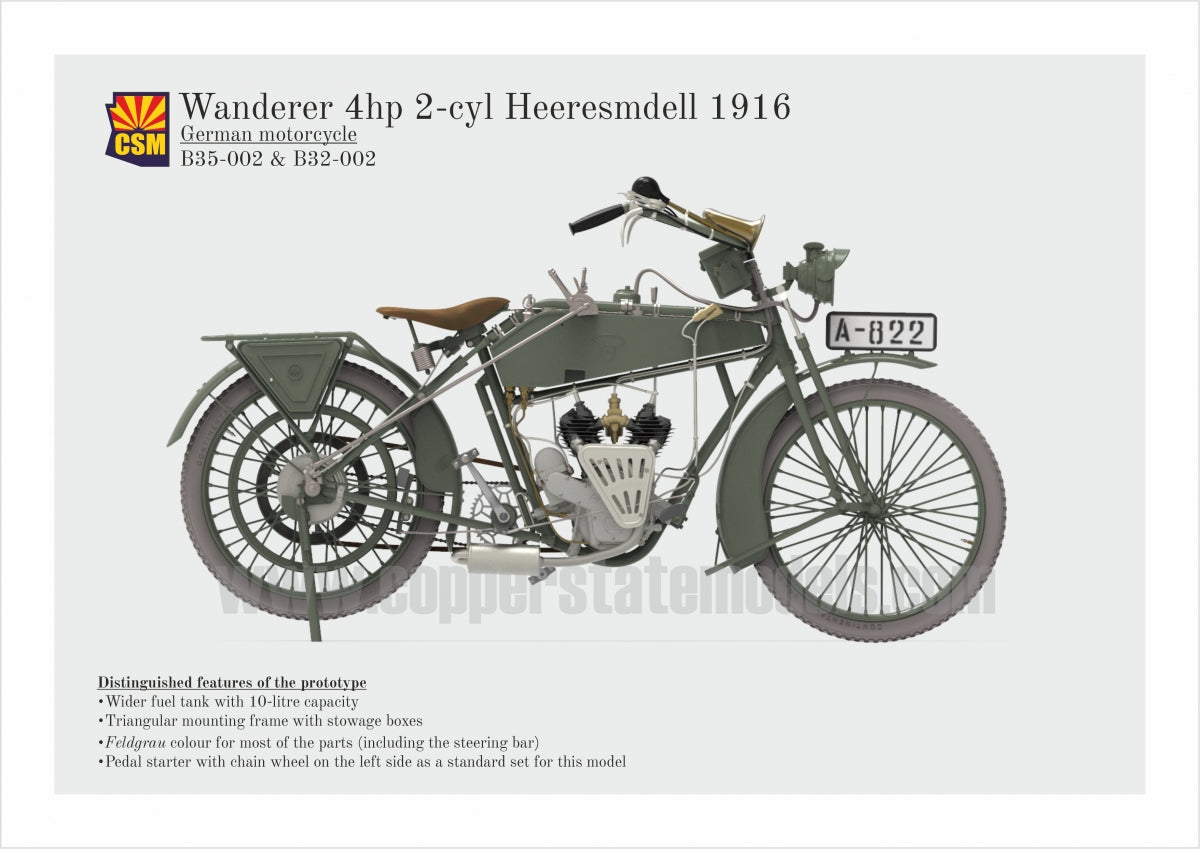 Copper State Models B35-002 Wanderer 4PS 1916 Motorcycle 1/35 – immagine 3