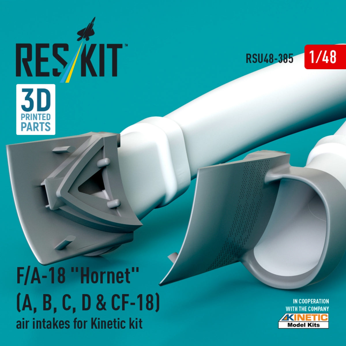 Prises d&amp;#39;air RESKIT RSU48-0385 F/A-18 « Hornet » (A, B, C, D et CF-18) pour maquette Kinetic (impression 3D) au 1/48 – image 3