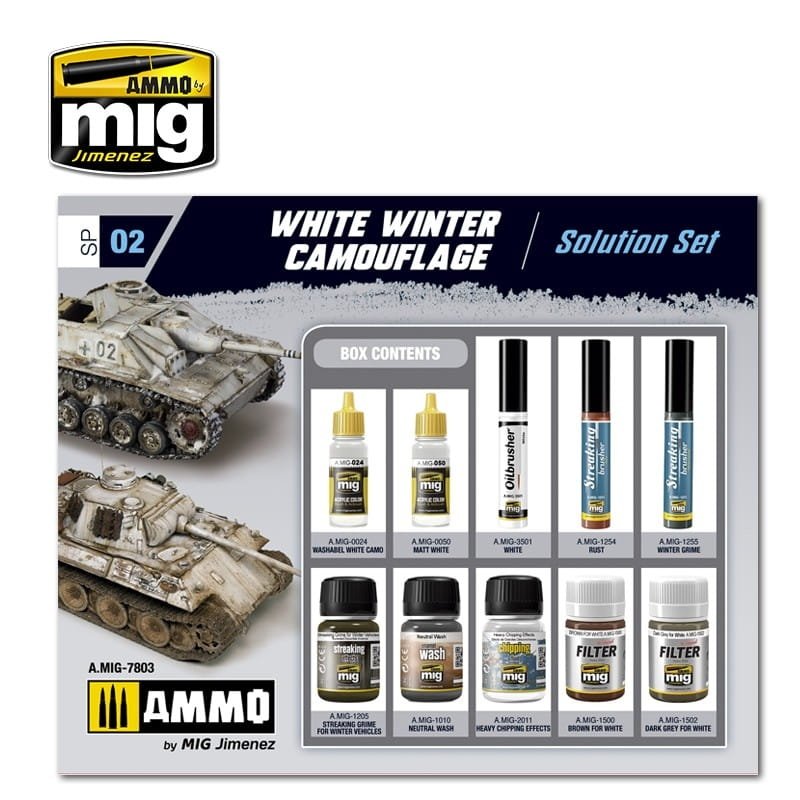 AMMO of Mig Jimenez 7803 - Super Pack White Winter Camouflage - Solution Set - Zestaw do weatheringu – zdjęcie 2