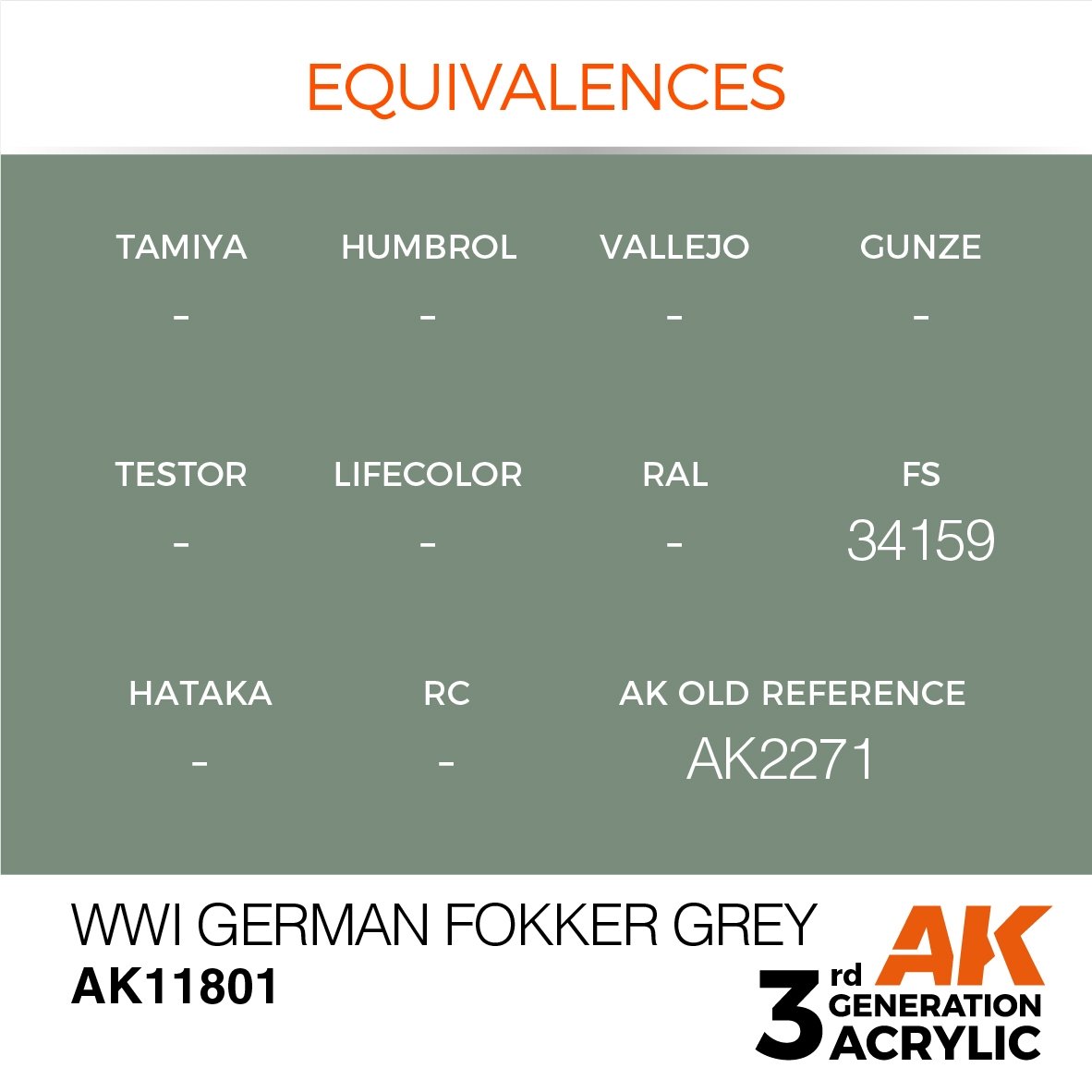 AK Interactive AK11801 WWI GERMAN FOKKER GREY – AIR 17ml – immagine 3