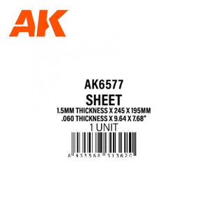 AK Interactive AK6577 1.5MM THICKNESS X 245 X 195MM – STYRENE SHEET – (1 UNITS) – immagine 2