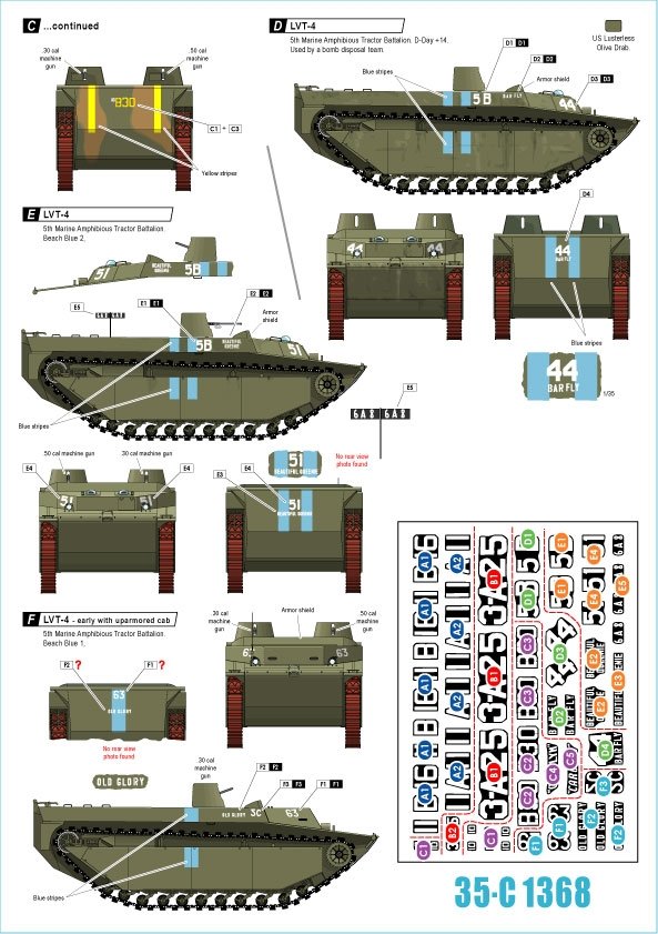 Star Decals 35-C1368 US PACIFIC WARS - IWO JIMA USMC LVT-4 Amtracks 1/35 – immagine 2