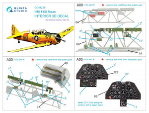 Quinta Studio QD48228 T-6G 3D-Printed &amp;amp; colored Interior on decal paper (Italeri) 1/48 – image 2