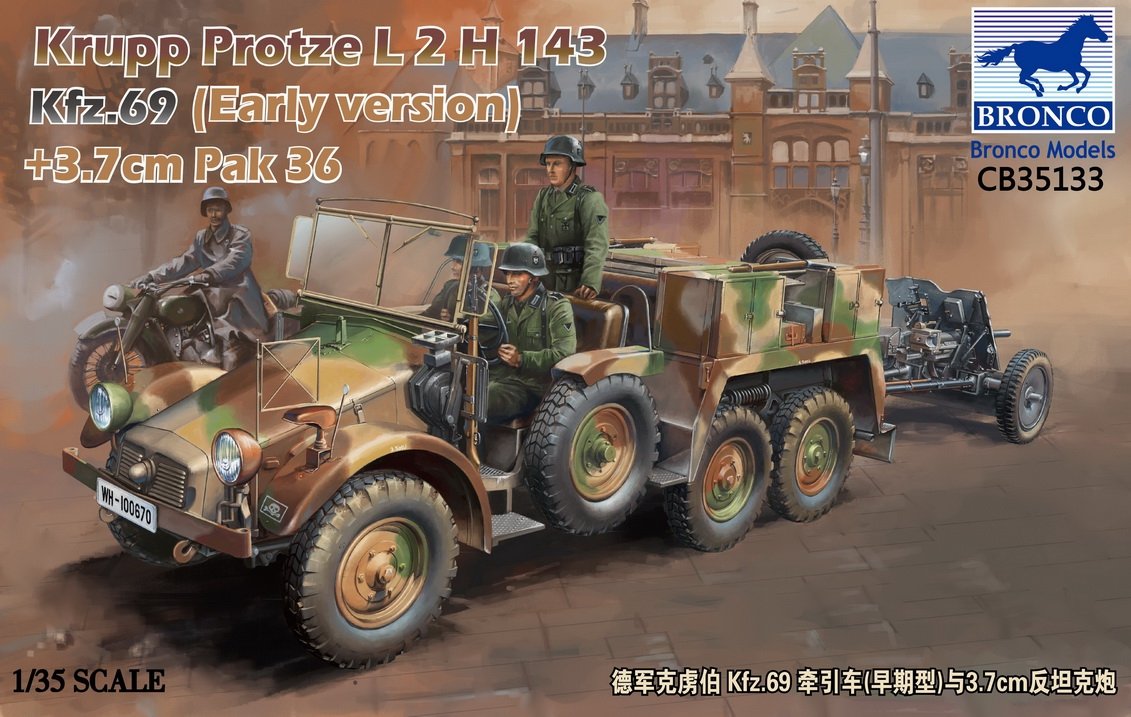 Bronco CB35133 Krupp Protze L2 H 143 Kfz.69 (early version) with 3.7cm Pak 36 1/35
