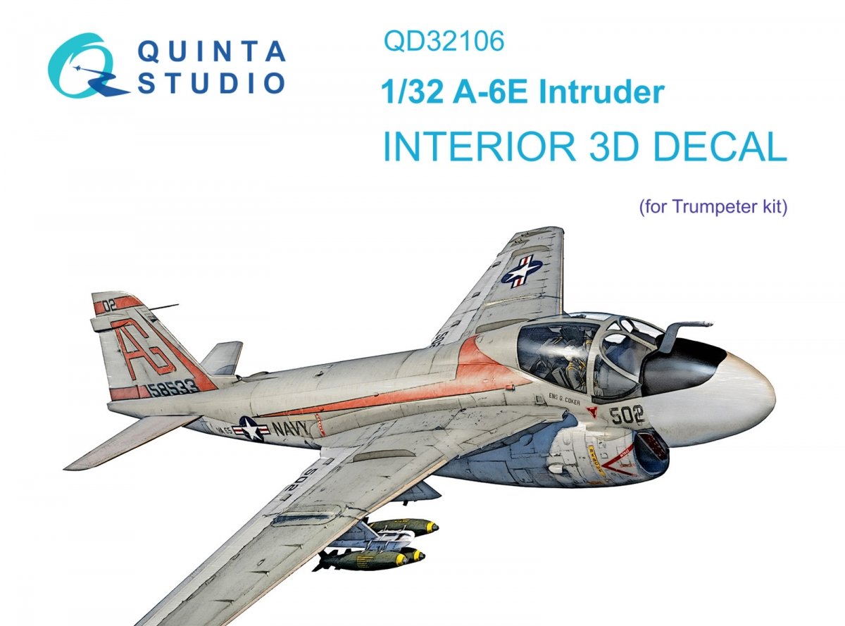 Intérieur imprimé en 3D et coloré sur papier décalcomanie Quinta Studio QD32106 A-6E Intruder (Trumpeter) 1/32